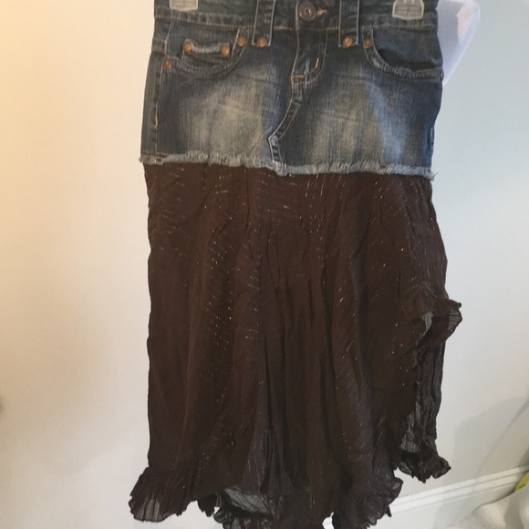 Candie's Dresses & Skirts - Candie’s denim and black sheer flounce skirt